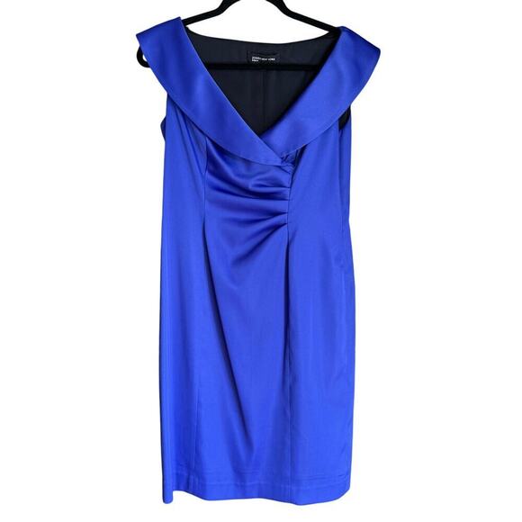 Jones New York Dresses & Skirts - Jones New York Blue Off Shoulder Satin Sheath Dress Sz 8 Wedding Party Holiday
